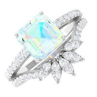 wholesale TOUPOP Personalized Moissanite Opal Wedding Ring Set For Women 925 Sterling Silver Moissanite Bridal Ring Set Engagement Ring Set Anniversary Opal Promise Rings For Her -style_name:G Opal Moissanite Ring