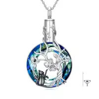 TOUPOP Sterling Silver Stone Cremation Urn Necklace For Women Ashes Keepsake-style_name:5-Cat