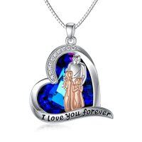 wholesale TOUPOP Father And Daughter Necklace 925 Sterling Silver Daughter Necklace From Dad Heart Crystal Pendant I Love You Forever Jewelry Birthday Christmas Gifts For Women -style_name:Dad and 2 Daughter Necklace-A