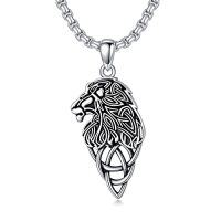 wholesale Animal Necklace 925 Sterling Beast Pendant Irish Celtic Knot Necklace Pendant Fathers Day Birthday Christmas Gifts For Men -style_name:A-Lion Necklace