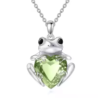 TOUPOP Sterling Silver Crystal Frog Necklace Gifts For Women-style_name:Frog Necklace-Heart Crystal
