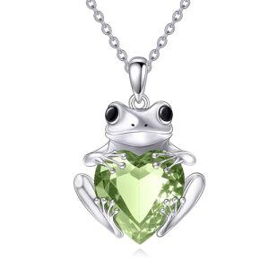 Frog Necklace-Heart Crystal
