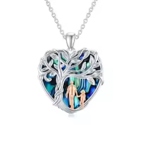 TOUPOP 925 Sterling Silver Crystal Father Daughter Necklace Gift-style_name:1-Father Daughter Necklace
