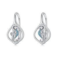 wholesale TOUPOP Ocean Leverback Earrings 925 Sterling Silver Sea Animal Beach Turquoise Dangle Drop Earrings Jewelry Christmas Birthday Gifts For Women Daughter Friends -style_name:05-Seahorse Turquoise