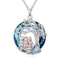 wholesale TOUPOP Sisters Gifts From Sister 925 Sterling Silver Tree Of Life Sister Necklace Crystal Jewelry Birthday Christmas Gifts For Women Daughter Friends -color_name:3 Sister-Blue Crystal
