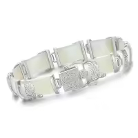 TOUPOP 18K Gold Plated Sterling Silver Jade Bangle Bracelet-size_name:7.5,style_name:B2-Hetian Jade-White Gold