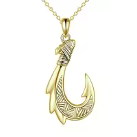 TOUPOP Sterling Silver & Stone Necklace Pendant Gift for Women-style_name:Hawaii Fishing Fish hook