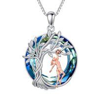 wholesale TOUPOP Sport/music Necklace 925 Sterling Silver Tree Of Life Pendant Crystal Jewelry Birthday Christmas Gifts For Women Sport Players -style_name:Basketball