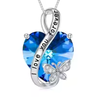 TOUPOP Sterling Silver Crystal Butterfly Pendant Necklace Gift for Women-style_name:03-Butterfly