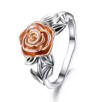 TOUPOP Sterling Silver Rose Flower Promise Ring For Women Birthday Gift-color_name:Rose Flower,ring_size:6