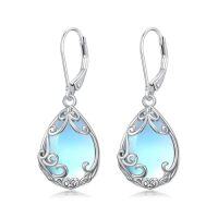 wholesale TOUPOP Filigree Teardrop Earrings Sterling Silver Filigree Leverback Earrings Jewelry Anniversary Birthstone Christmas Gifts For Women Her -style_name:Moonstone