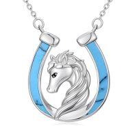 wholesale Horseshoe Necklace 925 Sterling Silver Turquoise Necklaces Western Pendant Cowgirl Jewelry Gifts For Women Girlfriend Cowboy Cowgirl -style_name:Horse