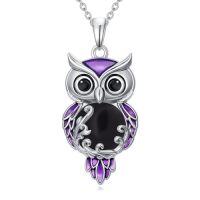 wholesale Owl Necklace For Women 925 Sterling Silver Filigree Owl Pendant Jewelry Christmas Gifts For Women -color_name:Black Onyx
