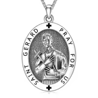 TOUPOP 925 Sterling Silver Stainless Steel Saint Medal Protection Necklace-style_name:U-St Gerard Necklace