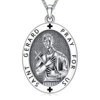 wholesale Saint Patron Necklace For Men Women 925 Sterling Silver Saint Pendant With Stainless Steel Chain St Medal Protection Necklace Catholic Religious Amulet Gifts For Him -style_name:U-St Gerard Necklace