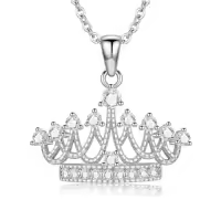 TOUPOP Sterling Silver Cubic Zirconia Crown Necklace Pendant Gift-style_name:Crown 1