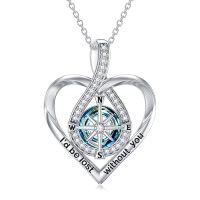 wholesale TOUPOP Christmas Gifts For Wife Compass Necklace Sterling Silver Compass Urn Necklace Cremation Jewelry For Women Wife Girlfriend Mother Sister -style_name:D01-Blue
