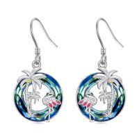 wholesale TOUPOP Flamingo Earrings 925 Sterling Silver Crystal Flamingo Gifts Palm Tree Flamingo Jewelry Birthday Valentines Day Gifts For Women Her -color_name:Blue Crystal