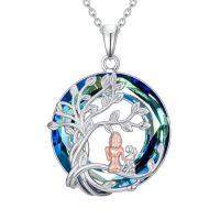 wholesale TOUPOP Gifts For Mom Mother And Daughter Son Necklace Sterling Silver Family Tree Of Life Pendant Necklace Blue Crystal Birthday Jewelry Christmas Gifts For Women Wife Grandma -style_name:style-1