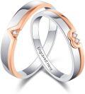 wholesale TOUPOP Personalized Engraved Moissanite Couples Rings Wedding Band Sets For Him And Her Sterling Silver Engagement Ring Wedding Anniversary Valentine's Day 10k 14k 18k -0-0
