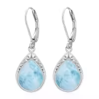 TOUPOP Sterling Silver Celtic Filigree Teardrop Leverback Earrings-color_name:Larimar