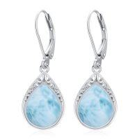 wholesale Teardrop Earrings For Women Celtic Filigree Drop Earrings Sterling Silver Leverback Jewelry Christmas Gifts For Women Mom -color_name:Larimar