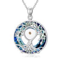 wholesale TOUPOP Mustard Seed Necklace Sterling Silver Turquoise Mountain Tree Of Life Mustard Seed Pendant Crystal Jewelry Birthday Christmas Mothers Day Gifts For Women Mom Daughter -style_name:Tree of Life