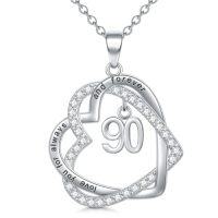 wholesale TOUPOP Gifts For Her 925 Sterling Silver Necklace Forever Love Heart Pendant Heart Year Old Jewelry Anniversary Birthday Christmas Gifts Women Girlfriend Wife Mom Grandma Daughter -style_name:90th
