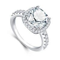 wholesale TOUPOP 1ct Moissanite Engagement Wedding Rings For Women S925 Sterling Silver Cushion Cut Ring D Color Vvs1 Square Princess Eternity Halo Diamond Promise Band Anniversary Valentine's Day Gifts For Wife -style_name:Moissanite Cushion Cut Ring,ring_size:6