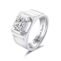 TOUPOP 925 Sterling Silver D Color Vvs1 Round Moissanite Men's Ring-style_name:C Moissanite Ring