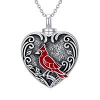 wholesale TOUPOP Heart Urn Necklace For Ashes 925 Sterling Silver Cremation Jewelry Keepsake Necklaces Memorial Sympathy Gifts For Women Mom Wife -style_name:A-Cardinal-Silver