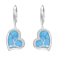 TOUPOP Sterling Silver Turquoise Drop Dangle Leverback Earrings-style_name:Hockey