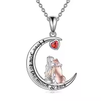TOUPOP Sterling Silver Crystal Sisters Necklace Gift For Women Friendship-style_name:Style 2-Two Sisters-I love you to the moon and back
