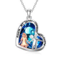 wholesale TOUPOP Brother Sister Necklace Sterling Silver Heart Crystal Gifts From Brother Always My Sisters Forever My Friend Jewelry Gifts For Birthday -style_name:1-Gift For Sister