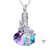 TOUPOP Sterling Silver Urn Necklace For Ashes With Filler Kit-style_name:Double Hummingbird Necklace