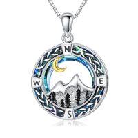 wholesale TOUPOP Eagle/dragon/phoenix/bear/mountains Necklace Sterling Silver Celtic Knot Jewelry With Blue Circle Crystal Jewelry Christmas Gifts For Women Men -style_name:Natural Mountains