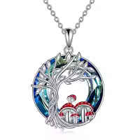 TOUPOP Sterling Silver Crystal Abalone Shell Animal Pendant Necklace-style_name:1-Crystal-Mushroom
