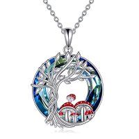 wholesale TOUPOP Tree Of Life Animal Necklace 925 Sterling Silver Crystal/abalone Shell Animal Pendant Jewelry Birthday Mothers Day Gifts For Women Mom Wife Her -style_name:1-Crystal-Mushroom