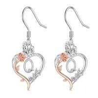 wholesale TOUPOP Rose Heart Initial Earrings 925 Sterling Silver Heart Butterfly Earrings Jewelry Anniversary Birthday Christmas Gifts For Women Her Girlfriend Wife -style_name:Initial Q
