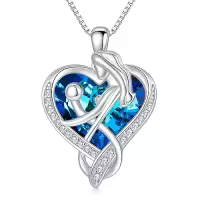 TOUPOP Sterling Silver Crystal Mother of 1-3 Kids Necklace-style_name:4-Mother of 1