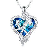 wholesale TOUPOP Mothers Day Gifts For Mom Mother Of 1 To 3 Daughter/son Necklace Sterling Silver Family Pendant Necklaces With Crystal Jewelry Birthday Gifts For Women -style_name:4-Mother of 1