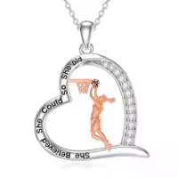 TOUPOP Sterling Silver & Zircon Sports Necklace for Women Gifts-style_name:06-Basketball