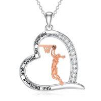 wholesale TOUPOP Sports Necklace For Women Baseball/skating/gymnastics/ballet/soccer/basketball/volleyball/tennis Pendant Jewelry For Sports Lovers Gifts Christmas Birthday -style_name:06-Basketball