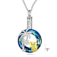 wholesale TOUPOP Elephant Urn Necklace For Ashes 925 Sterling Silver Crystal Cremation Jewelry -style_name:One Elephant-Palm Trees