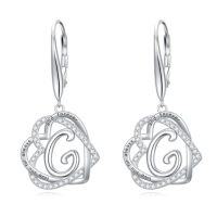 wholesale TOUPOP Gifts For Women Heart Initial Earrings 925 Sterling Silver Double Heart Dangle Earrings Birthday Jewelry Birthday Christmas Gifts For Her Wife Girlfriend -style_name:Initial G