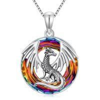 wholesale TOUPOP Dragon Necklace Sterling Silver Dragon Pendant Necklace With Crystal Jewelry Birthday Christmas Gifts For Women Her Wife Mom -color_name:Volcanic Crystal