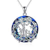 wholesale TOUPOP Christmas Gifts For Mom, Mothers And Daughter/son Necklace, 925 Sterling Silver Tree Of Life Crystal Jewelry Birthday Gifts For Women Mother Grandma Wife -color_name:D-Mother and 4 Child-Blue Crystal