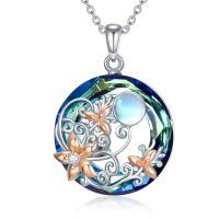 wholesale TOUPOP Mothers Day Gifts For Women S925 Sterling Silver Sunflower Leaf Pendant Necklace With Blue Circle Crystal You Are My Sunshine Jewelry Gifts For Women Mom Girls -style_name:Flower