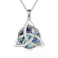 TOUPOP 925 Sterling Silver Celtic Knot Necklace Irish Jewelry Gifts-style_name:1-Celtic Knot Necklace(Abalone)