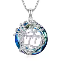 TOUPOP 925 Sterling Silver Tree Of Life Angel Number Necklace Birthstone Jewelry-style_name:777